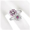 Image 3 : 18k White Gold 0.45 ctw Round Pink Sapphire & Diamond Bypass Flower Cocktail Rin