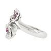 Image 6 : 18k White Gold 0.45 ctw Round Pink Sapphire & Diamond Bypass Flower Cocktail Rin