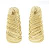 Image 3 : Milor Italian 14K Yellow Gold Polished Puffed Ribbed Wide Hoop Huggie Earrings