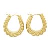 Image 4 : Milor Italian 14K Yellow Gold Polished Puffed Ribbed Wide Hoop Huggie Earrings