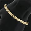Image 6 : Italian 14K Yellow Gold 6.75" Polished "X" & Bar Link Line Stackable Bracelet