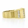 Image 5 : Unisex 14K Gold 0.60 ctw Round Diamond Grooved Channel Brushed Wide Band Ring