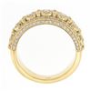 Image 8 : Unisex Fancy 10k Yellow Gold 2 ctw Round Brilliant Diamond Wide Cluster Band Rin