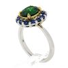 Image 9 : 18k TT Gold 2.83 ctw GIA Oval Green Tsavorite & Round Sapphire Halo Cocktail Rin
