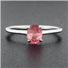 Image 2 : NEW 14K White Gold GIA Oval Orangy-Pink Padparadscha Sapphire Solitaire Ring