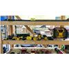Image 1 : SHELF OF ASSORTED DEWALT TOOLS INCLUDING; DRILLS, FLASH LIGHT, STEREO, BATTERIES, CHARGERS & MORE
