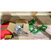 Image 2 : LOT OF ASSORTED ITEMS INCLUDING; DOOR HANDLE SET, BAG OF HEAVY-DUTY HARDWARE, TRACTOR ATTACHMENT