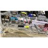 Image 2 : SHELF OF ASSORTED ITEMS INCLUDING; GARDENA CORDLESS TRIMMER, WINDSHIELD BRUSH/SCRAPER & CHRISTMAS