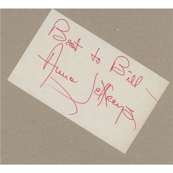 Anne Jeffreys signed note
