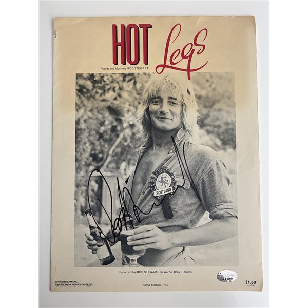Hot Legs Rod Stewart signed music book- PSA