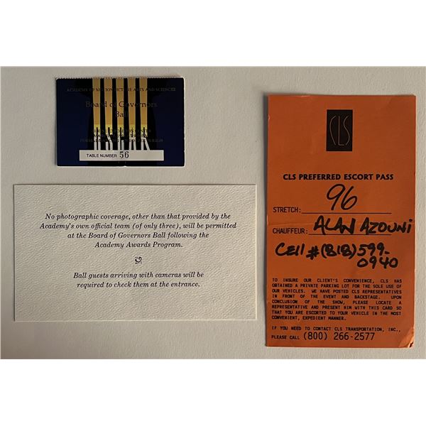 1996 Academy Awards Governors Ball ticket and parking pass