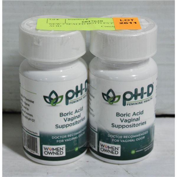 NEW 2 SEALED BOTTLES PH-D BORIC ACID