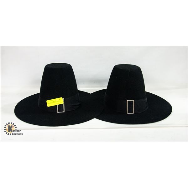 TWO HALLOWEEN PILGRIM HATS