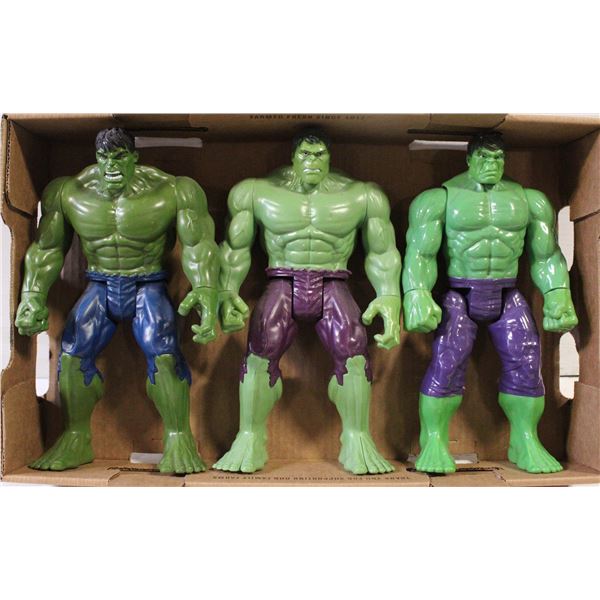 3 OF 12 INCH HULK FIGURES