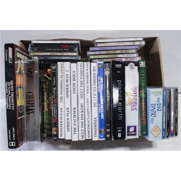 BOX OF DVD'S CD'S & GAMES