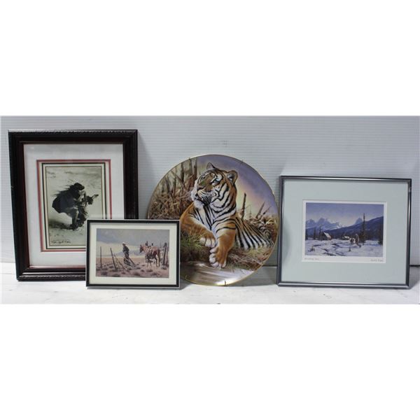 3 FRAMED PIECES OF ART& DOUGLAS VAN HOWD