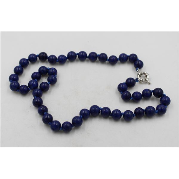 #154-NATURAL BLUE LAPIZ LAZULI NECKLACE 8MM/18"