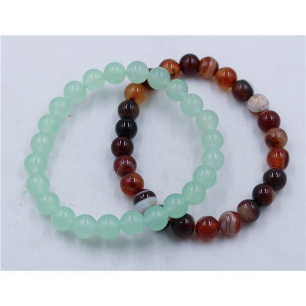 #142-NATURAL AVENTURINE &  ORANG  AGATE   BRACELET