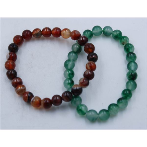 #147-NATURAL ORANG AGATE & JADEITE BRACELET