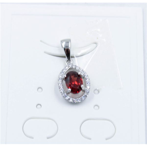 #218-UNHEATED GARNET & WHITE ZIRCON PENDANT