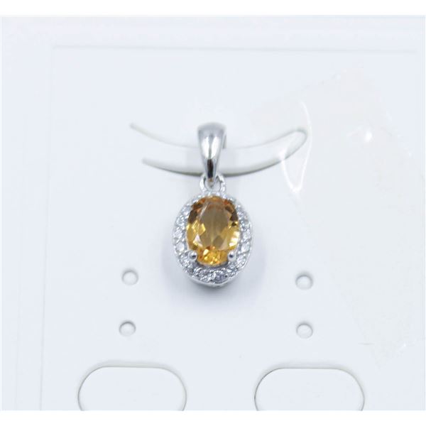 #193-UNHEATED CITRINE & CZ PENDANT