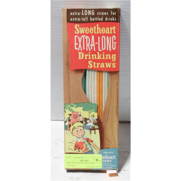 BOX OF VINTAGE DRINKING STRAWS