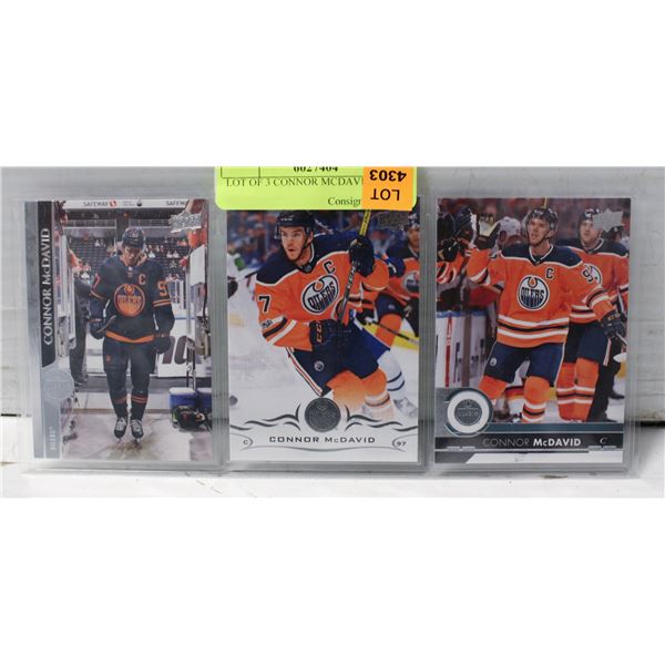 LOT OF 3 CONNOR MCDAVID CARDS