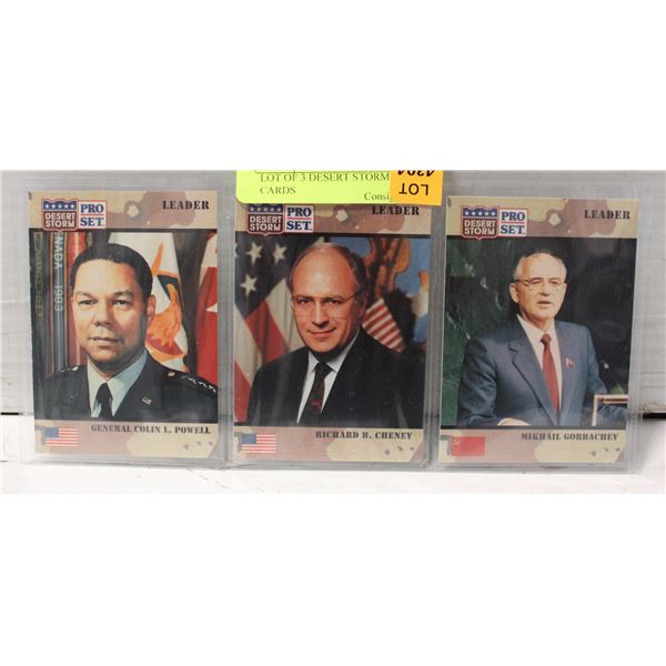 LOT OF 3 DESERT STORM LEADER CARDS