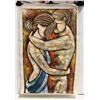 Image 1 : COUPLE HUGGING PAINTING ON CANVAS SIGNED ORIGINAL