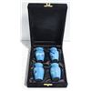 Image 1 : NEW VELVET BOX WITH 4 SMALL BLUE URNS