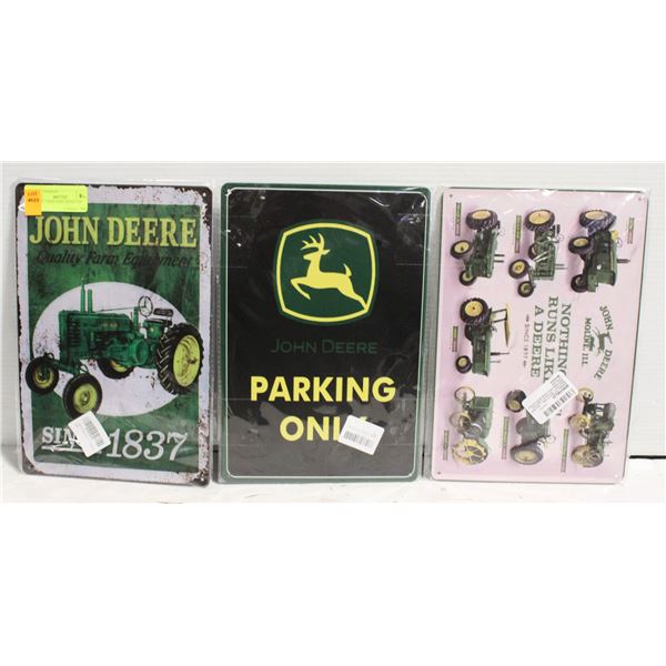 LOT OF 3 NEW JOHN DEERE TIN SIGNS