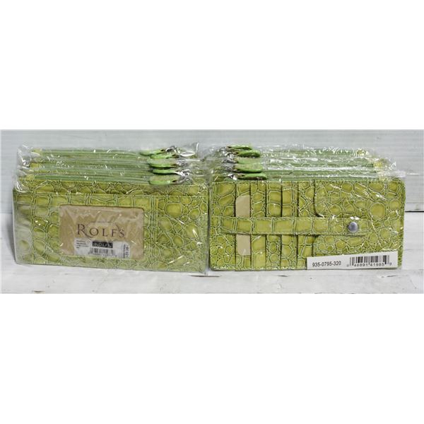 12 NEW GREEN ROLFS SNAKESKIN STYLE WOMENS WALLETS