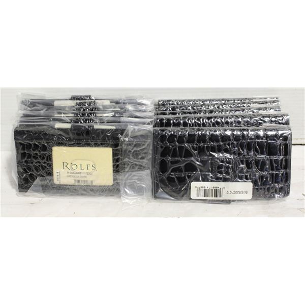 12 NEW BLACK ROLFS SNAKESKIN STYLE WOMENS WALLETS