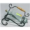Image 1 : VINTAGE OIL CADDY WITH GREEN GLASS BOTTLE