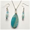 Image 1 : 18) BLUE/WHITE STRIPE TEARDROP AGATE PENDANT ON 18