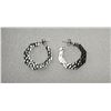 Image 1 : 19)  SET OF HAMMERED SILVER TONE 1" DIAMETER HOOP