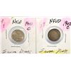Image 1 : 29)  LOT OF 2 NEWFOUNDLAND DIMES, 1941C & 1942C,