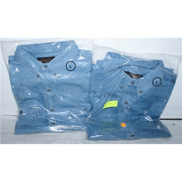 2 MENS LARGE JEAN SHIRTS