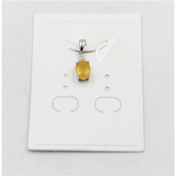 #132-HEATED YELLOW SAPPHIRE & CZ PENDANT