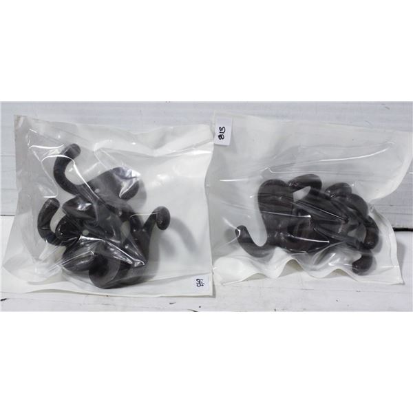 NEW SET OF 8 CAST IRON BROWN WALL HOOKS - 2" x 2"