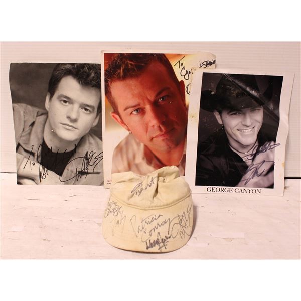 4 PCS COUNTRY ARTIST & HAT SIGNED GEORGE CANYON
