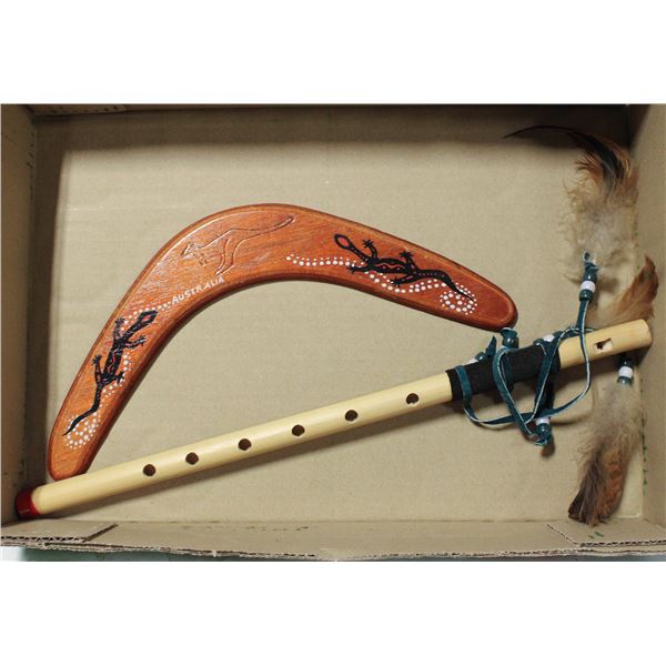 INDIGENOUS FLUTE PLUS AUSTRALIAN BOOMERANG