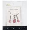 Image 1 : NEW PINK STONE TEAR DROP EARRING AND PENDANT CHAIN