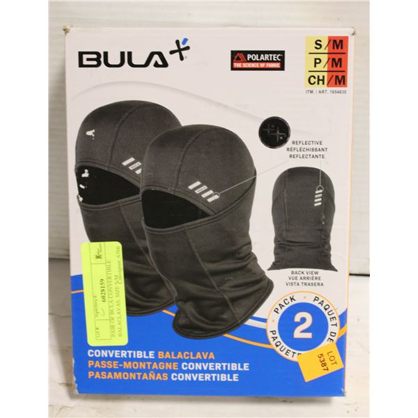 PAIR OF BULA CONVERTIBLE BALACLAVAS, SIZE S/M