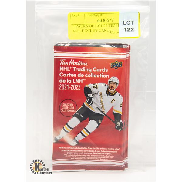 4 PACKS OF 2021/22 TIM HORTONS NHL HOCKEY CARDS