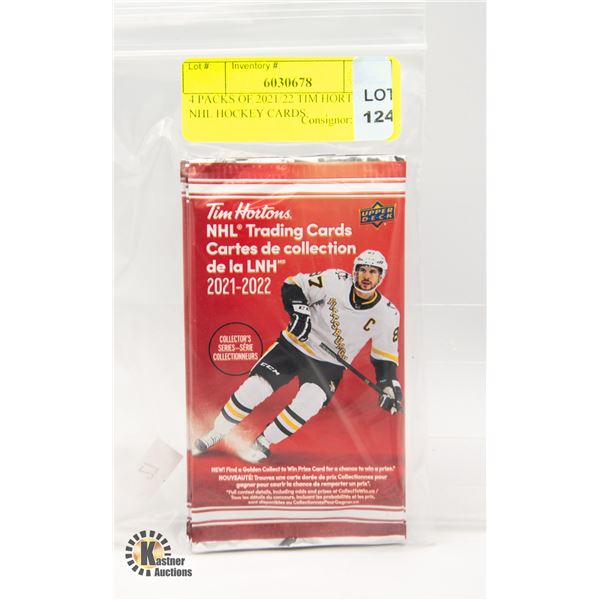 4 PACKS OF 2021/22 TIM HORTONS NHL HOCKEY CARDS