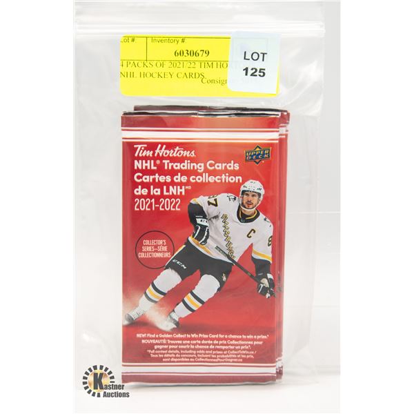 4 PACKS OF 2021/22 TIM HORTONS NHL HOCKEY CARDS