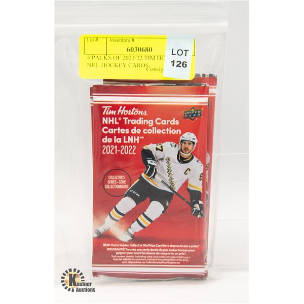 4 PACKS OF 2021/22 TIM HORTONS NHL HOCKEY CARDS