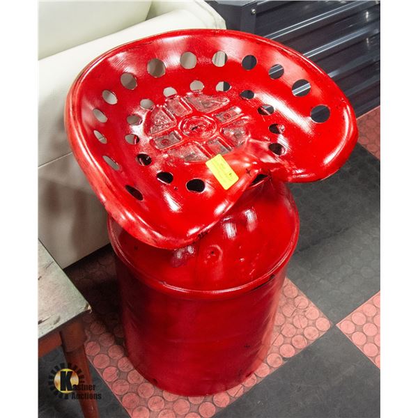 ANTIQUE TRACTOR SEAT MILK CAN SEAT REPAINTED RED