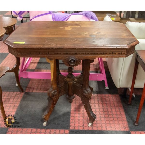 ANTIQUE VICTORIAN BURL WALNUT PORCELAIN